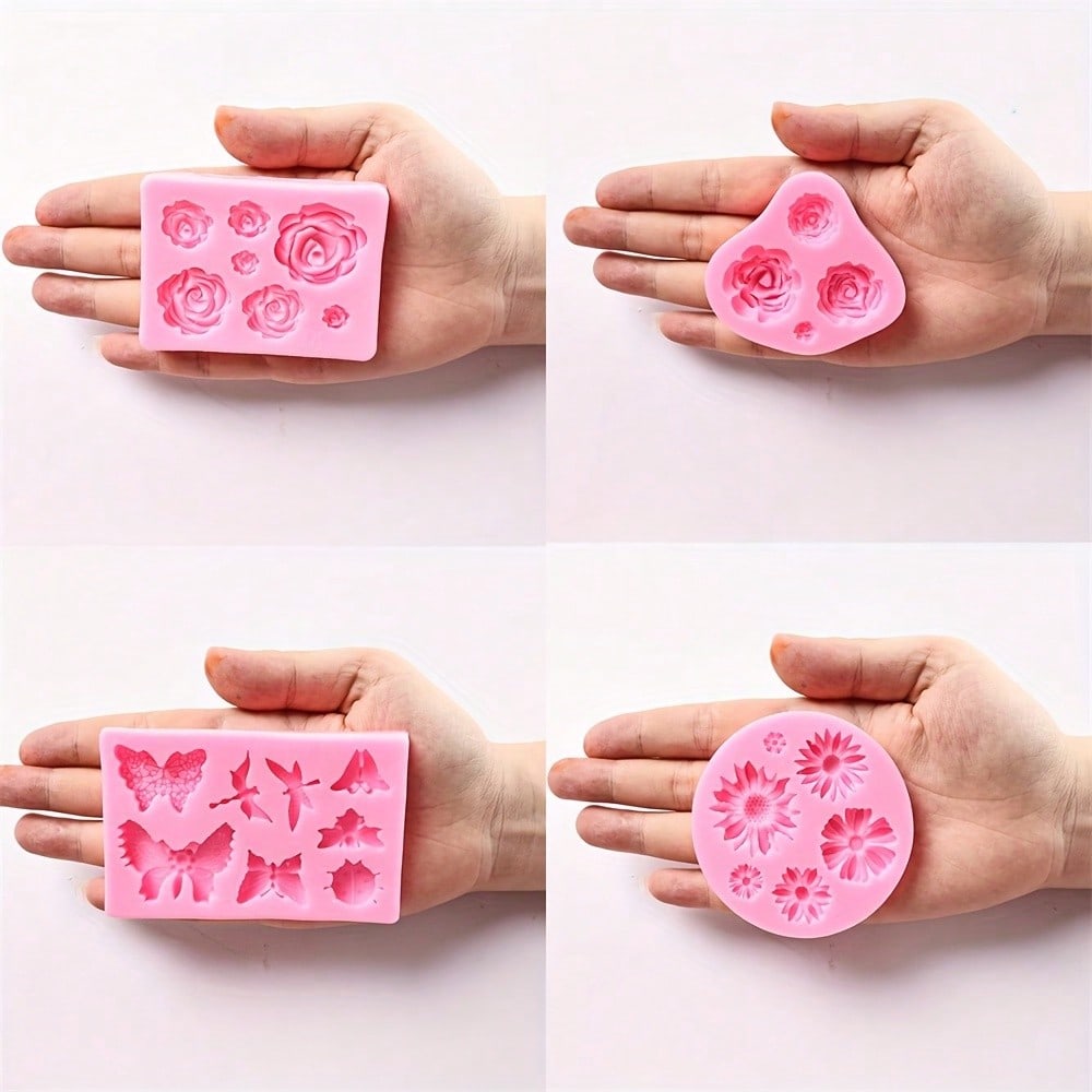 Формы для помадки с цветами - 8 шт. Силиконовые формы для конфет в виде цветов и бабочек для шоколадной помадки, полимерной глины, мыла, проектов по изготовлению и украшению тортов