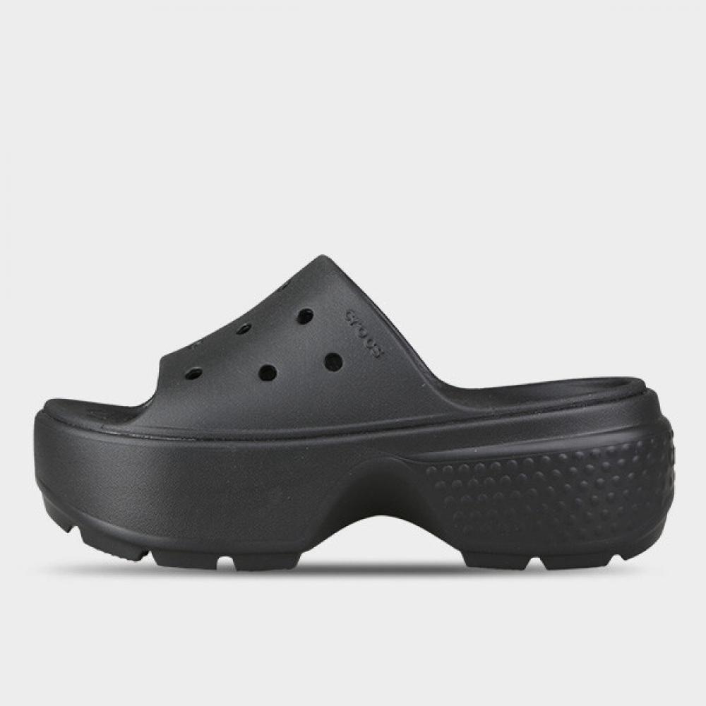 CrocS Women S Stomp Chunky Heel Tall Slide Slipper SandalS Black 209346 001
