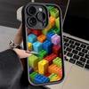 Phone Case for iPhone 17 Air 16E 15 16 Pro Max Fashion Building Blocks Pattern Cover 14 Plus 13 12 Mini Soft Shell Silicone Fund