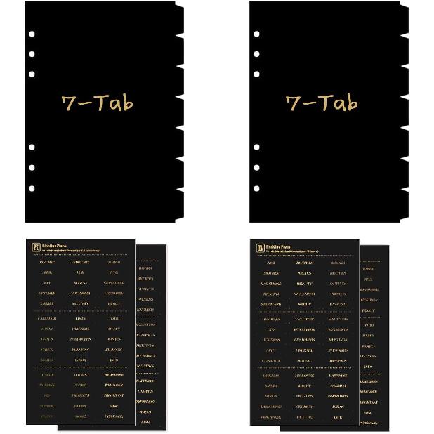 A5 6-Ring Binder Dividers with Tabs - 14-Pack Durable PVC Plastic Organizers, 7-Tab Index erts for School, Office, Home - Includes Reble Alphabet