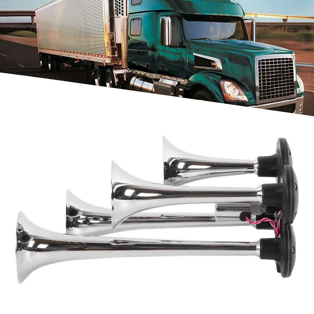 12V 24V 4 Trumpet Air Horn 150dB Super Loud Sound for Trains Trucks Cars Van Pickups Boats