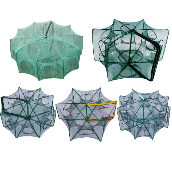 Foldable Fishing Bait Trap 6/8/10/12/16 Holes Heavy Duty Fine Mesh Portable Collapsible Shrimp Minnow Crawfish Catcher Trap Cast Trap Net Dip Cage