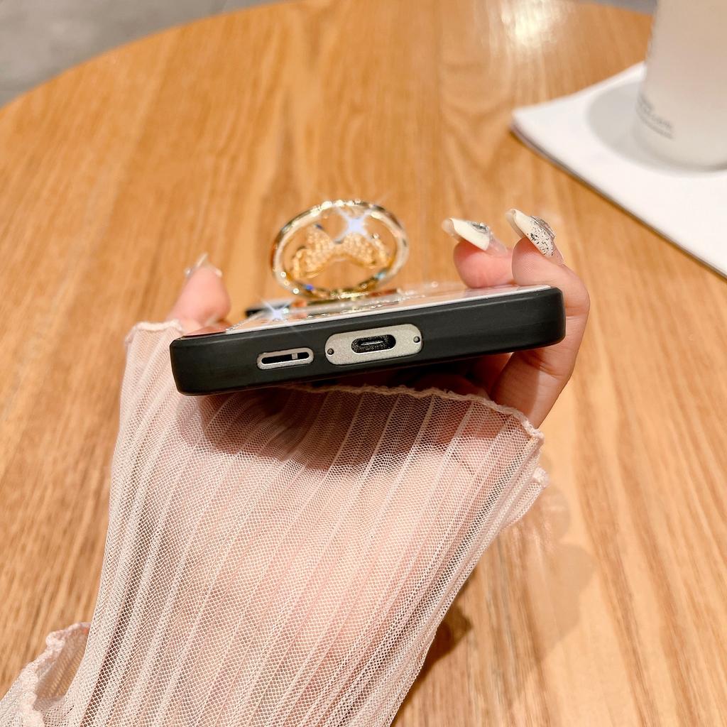 Чехол для Samsung Galaxy A16 4G/5G, украшенный стразами, с подставкой, из ТПУ+ПК, с цветочным узором и бабочками