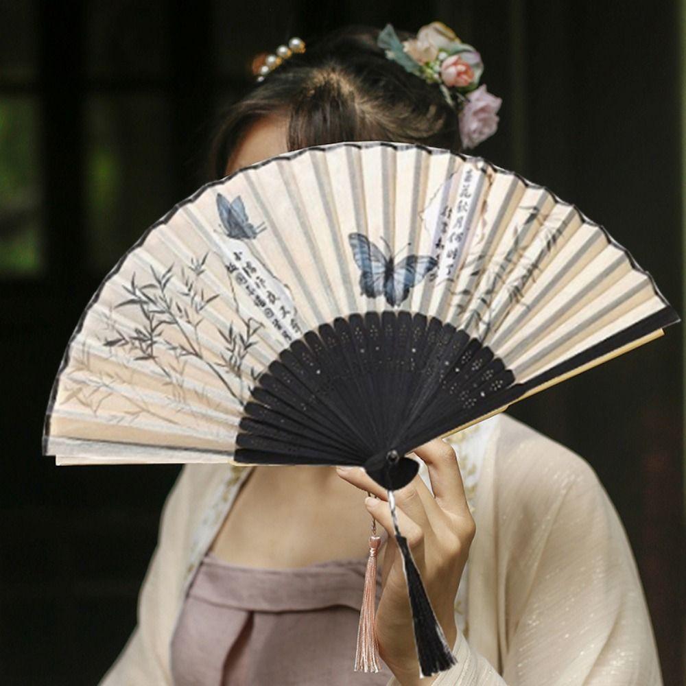 Складной веер-бабочка в стиле ретро, веер в китайском стиле, элегантный танцевальный веер для свадебной вечеринки