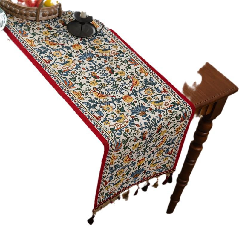 Американский Ретро Жаккардовый Сорока Цветок Кисточка Столовая Дорожка/Покрывало Полиэстер