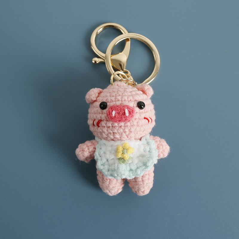 Cartoon Animal Doll Series Crochet Keychain Knitted Rabbit Keychain Cute Bear Keyring For Bag Pendant Custom Accessory