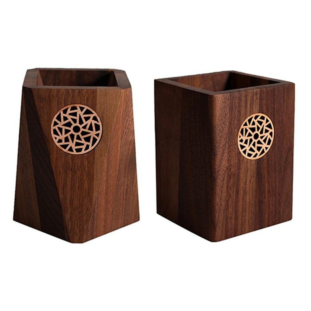 Black Walnut Wooden Pen Holder Multiple Use Pen Container Wooden Pencil Box Desk Accessories