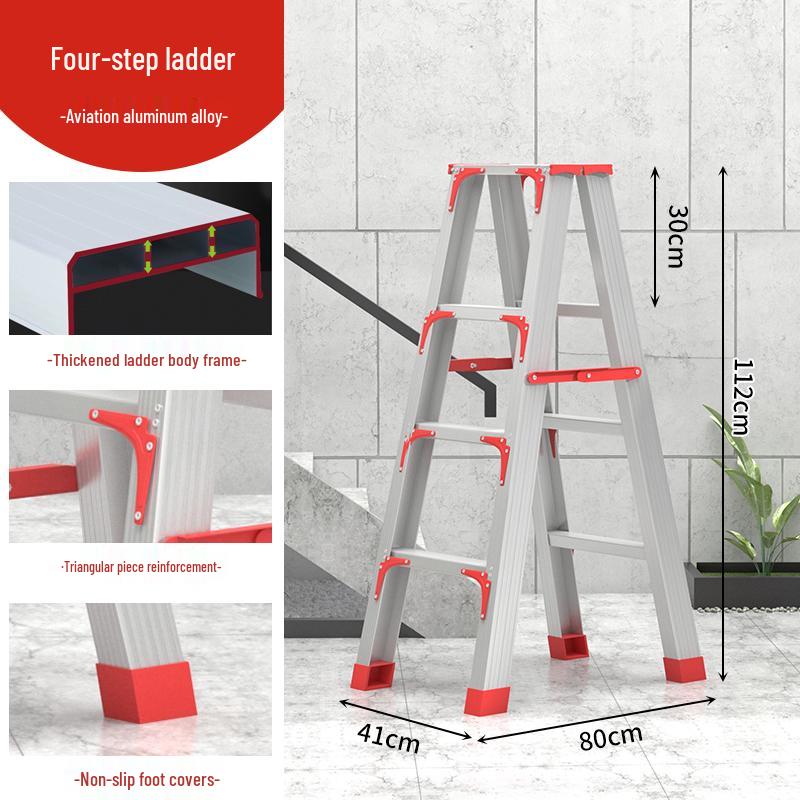 Aluminum Alloy Thickened Folding Ladder for Household and High-Altitude Use
