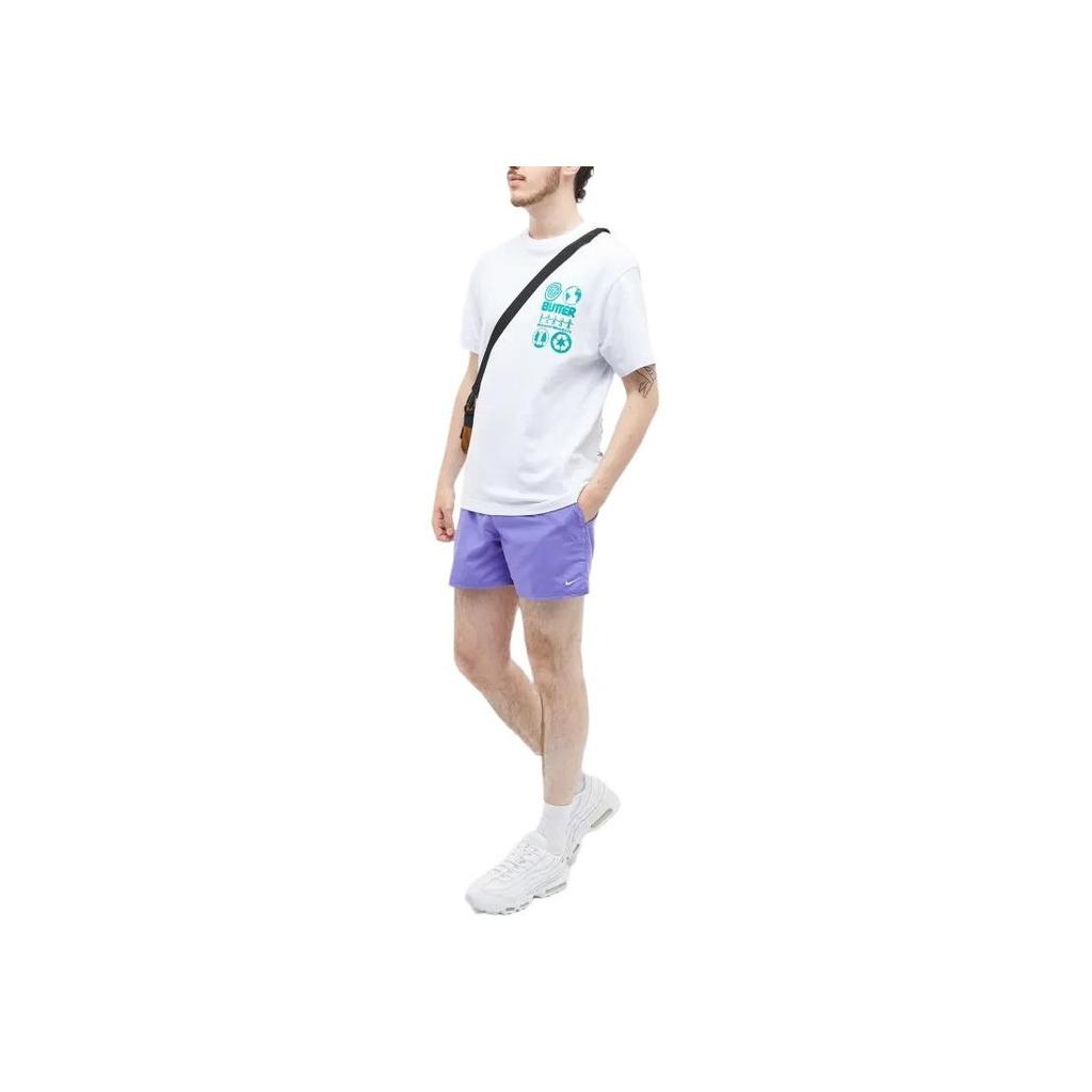 Nike Однотонные эластичные прямые повседневные шорты с принтом для мужчин, фиолетовые NESSA560-505