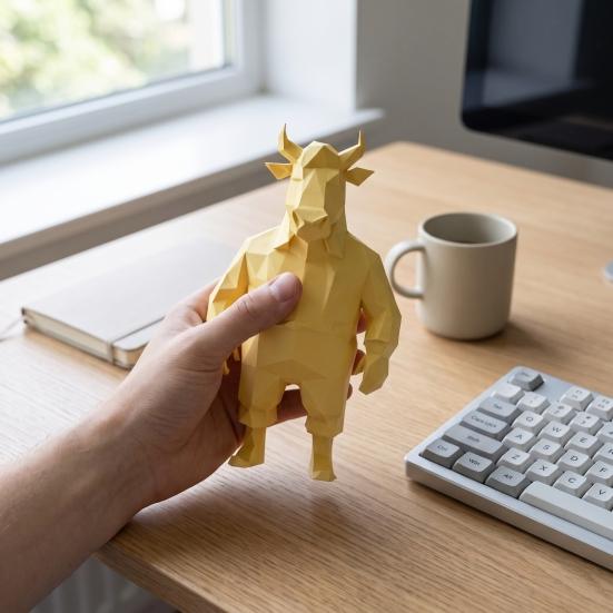 Современная скульптура животного 3D-печатная геометрическая фигурка быка и лошади, статуэтка для украшения в индустриальном стиле, декор для офисного стола, художественный подарок коллегам, художественный