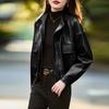 Spring New Fashion Versatile Genuine Leather Jacket for Women Sheepskin Short Leather Jacket Motorcycle Jacket