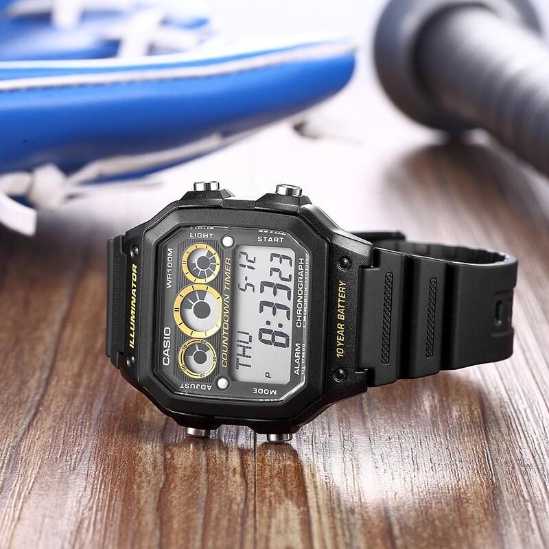 Casio Мужские ЧЕРНЫЕ часы для ПОДРОСТКОВ AE-1300WH-1A AE-1300WH-1A