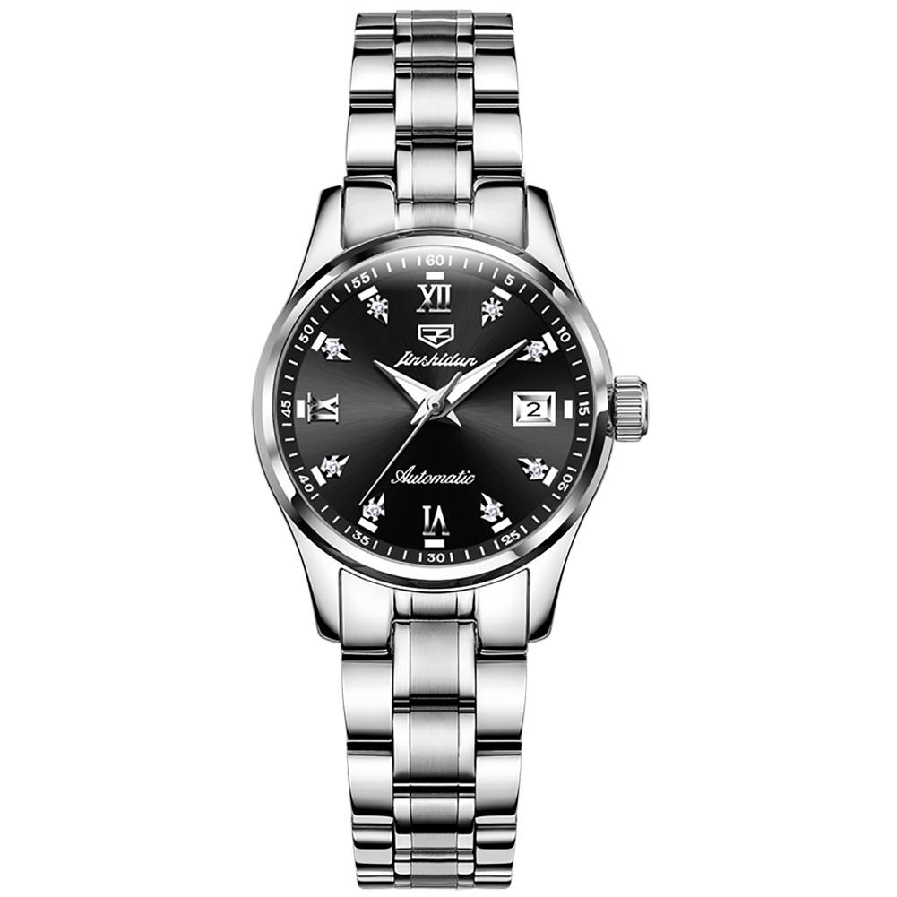 JINSHIDUN Brand Watch Heart Steel Automatic Mechanical Single Calendar Luminous Waterproof Women's Watch Women's Watch