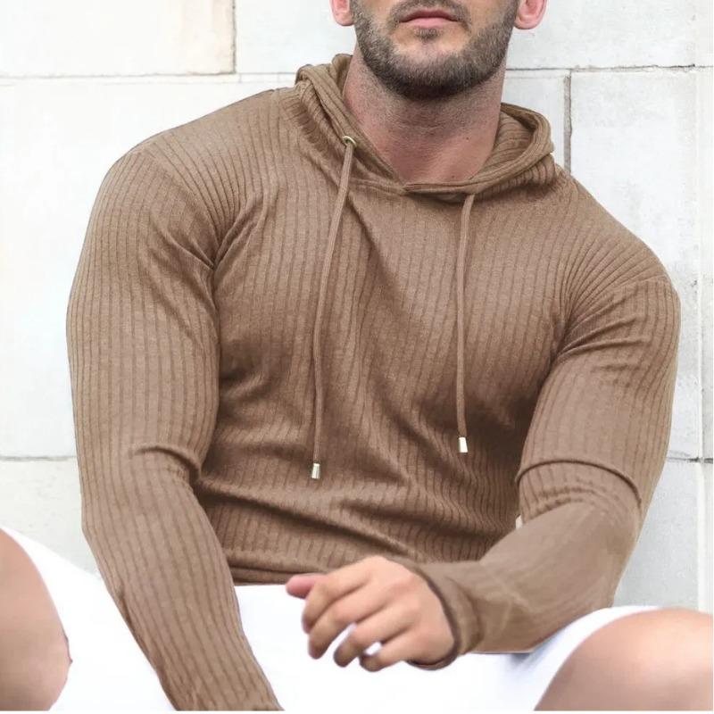 Мужская толстовка с длинным рукавом облегающего кроя, трикотажный спортивный пуловер, осень-зима, новый стиль, повседневный однотонный базовый слой