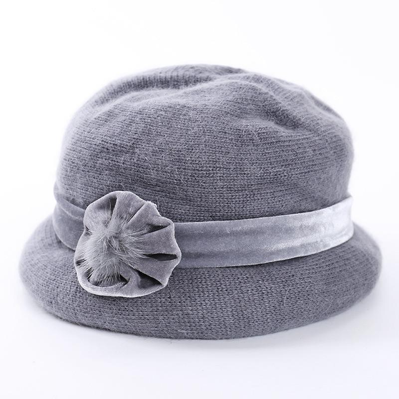 Теплая вязаная шапка из кроличьей шерсти для пожилых людей среднего возраста на осень-зиму, для бабушки, свекрови, тети, шапка с бархатной пряжей для мамы