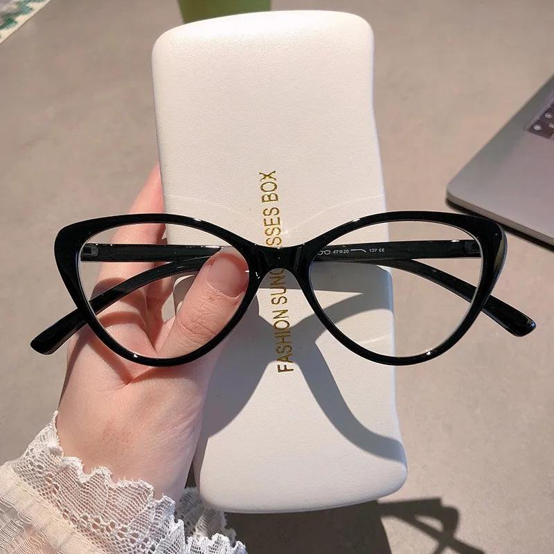 Retro Blue Green Oval Small Frame Glasses Frame Women'S Anti Blue Light Glasses New Fashion Style Eyeglasses Frame