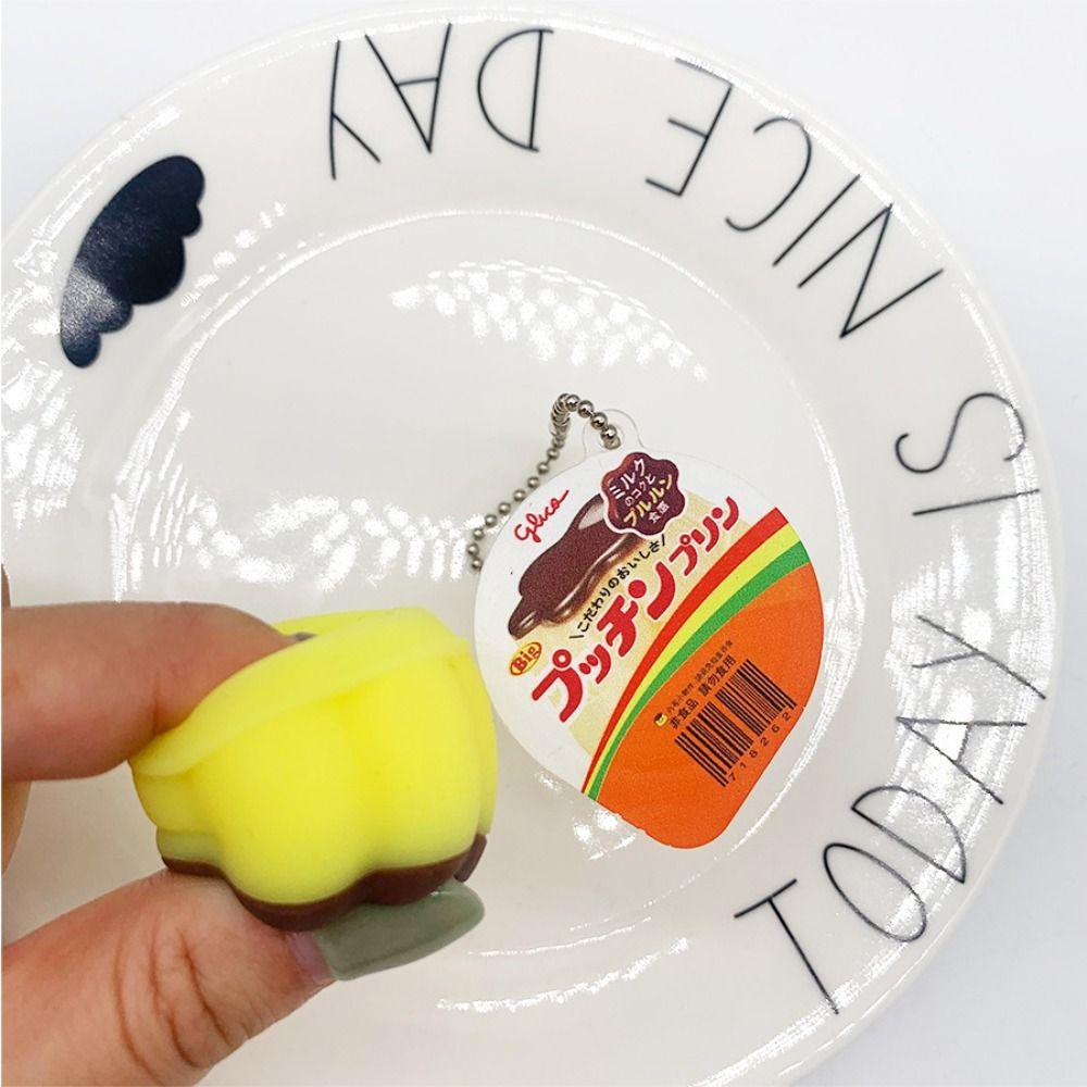 Креативный миниатюрный брелок в виде пудинга, еда для игры, медленно восстанавливающийся, подвеска для сжимания, брелок в виде пудинга, детские игрушки