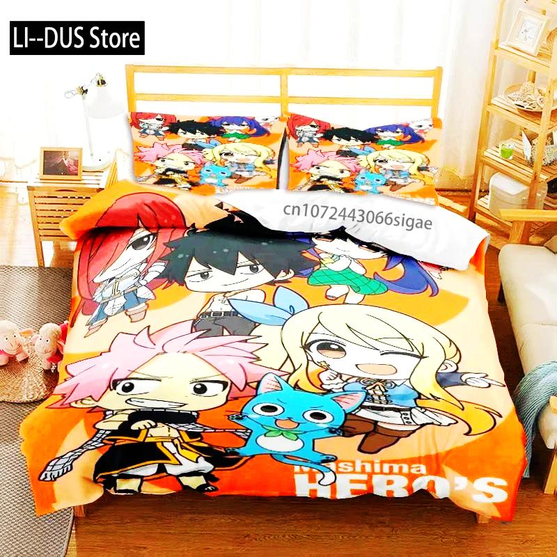 3D аниме Fairy Tail комплект постельного белья кровать из трех предметов пододеяльник односпальная двуспальная кровать пододеяльник размера Queen размер комплект для взрослых мальчиков спальня