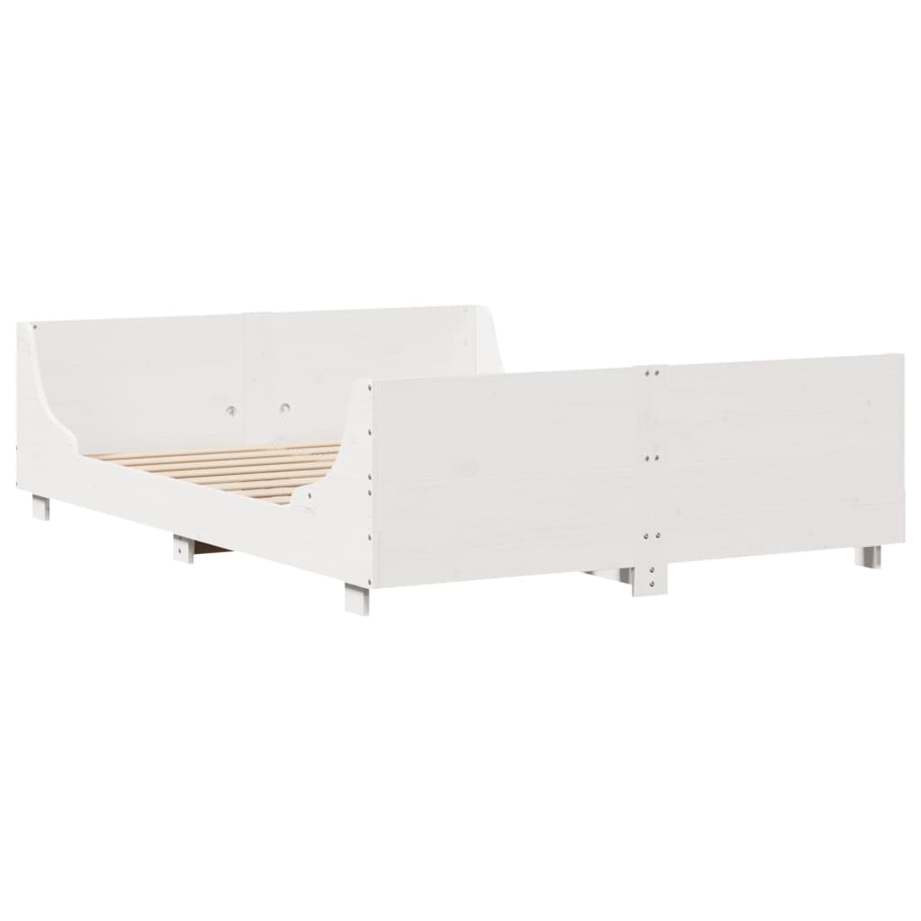 Vidaxl Rama Łóżka Bez Materaca, Biała, 140X190 Cm, Lite Drewno Sosnowe