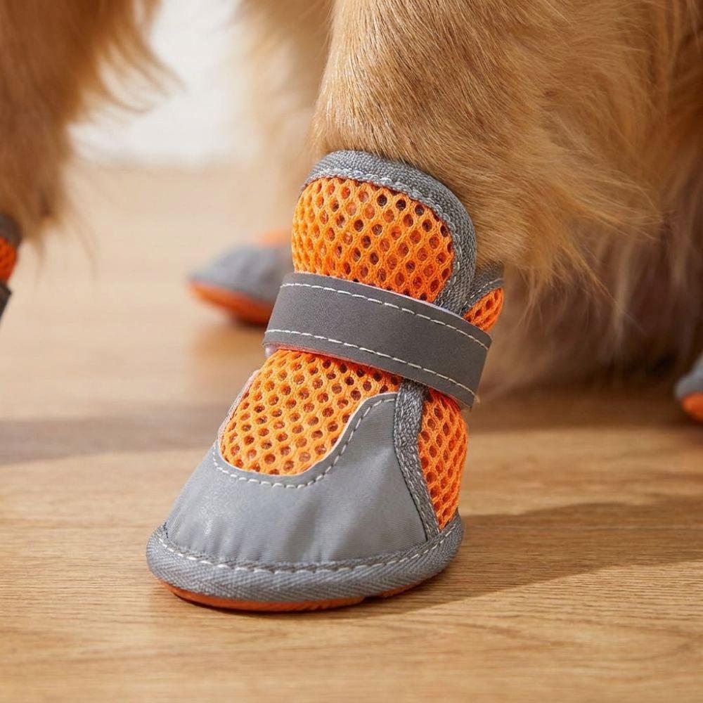 4Pcs Breathable Pet Net Boots Non-Slip Puppy Foot Covers Dog Paw Protectors Hot Pavement