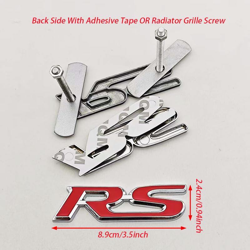 3D Metal Car Styling Logo RS Badge Car Front Grille Emblem Rear Trunk Sticker For Honda Sport RS Auto Accessories