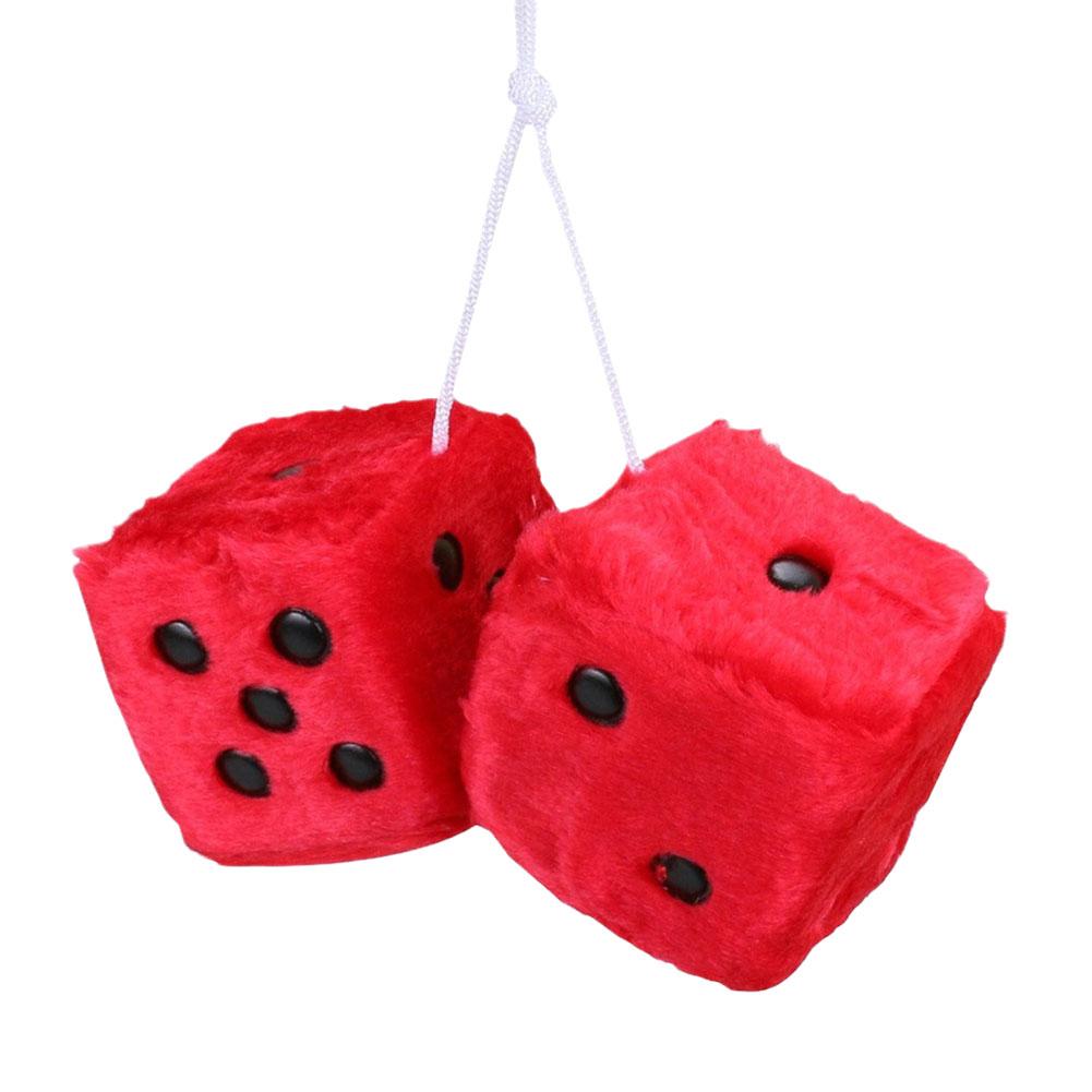 Long Hair Hot Stamping Dot Dice Plush Toy Cube Pendant Anime Car Accessories Car Sieve Ornament X1A3