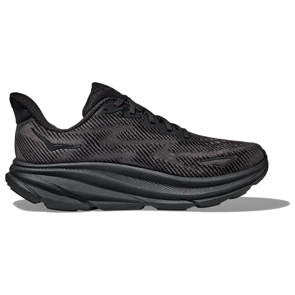 HOKA One One Clifton 9 Wide Rebound Cushioning Fabric Low Top Marathon Training Running Shoes Women Sneaker Black 1132211-BBLC