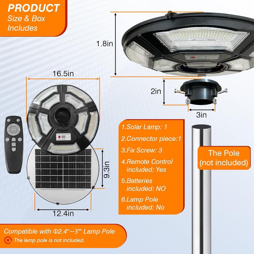 Outdoor Solar Post Light - 750 LEDs, Waterproof, Motion Sensor & Remote Control, Dusk to Dawn, for Yard, Garden, Pathway, Drivew