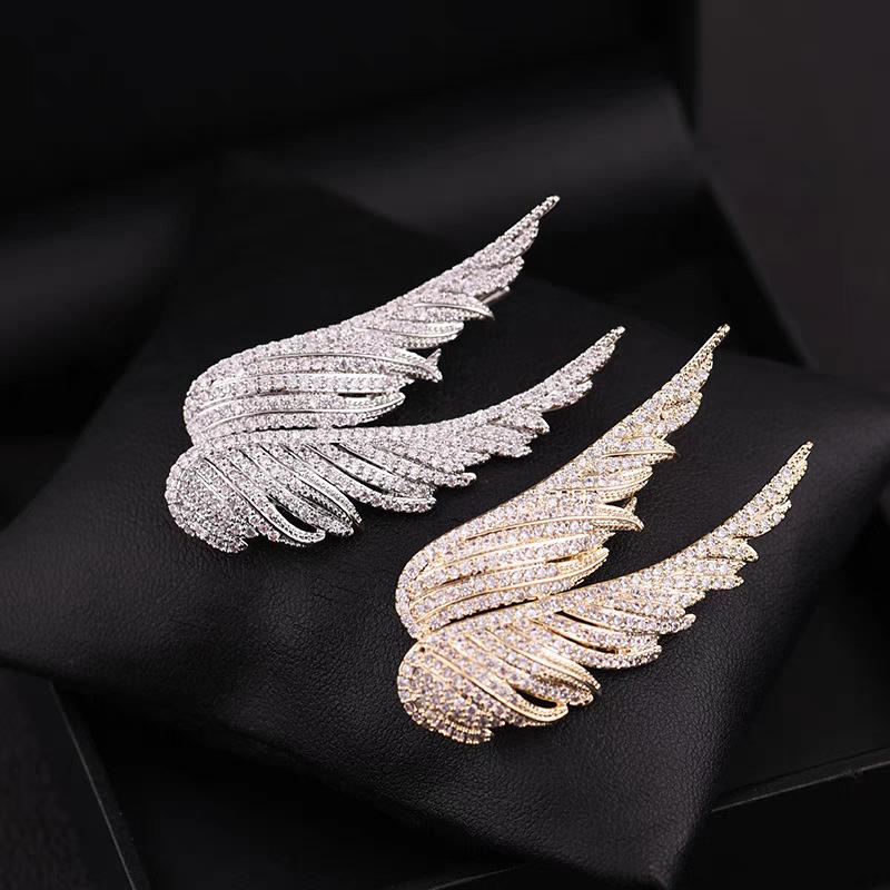 Fashion Versatile Angel Wings Brooch High-End Temperament Diamond Corsage Jewelry Coat Suit Pin Accessories
