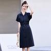 Модное платье с коротким рукавом женское платье новая мода маленькая талия тонкое лацкан рубашка юбка
