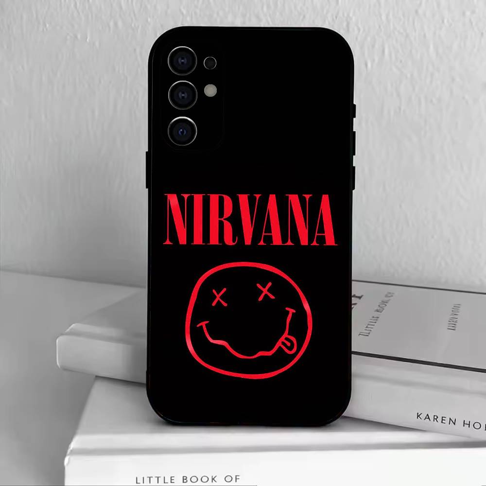 N-Nirvana Phone Case Black Silicone Soft For Samsung S25,S24,S21,S22,S23,S30,Ultra,S20,Plus,Fe,Lite