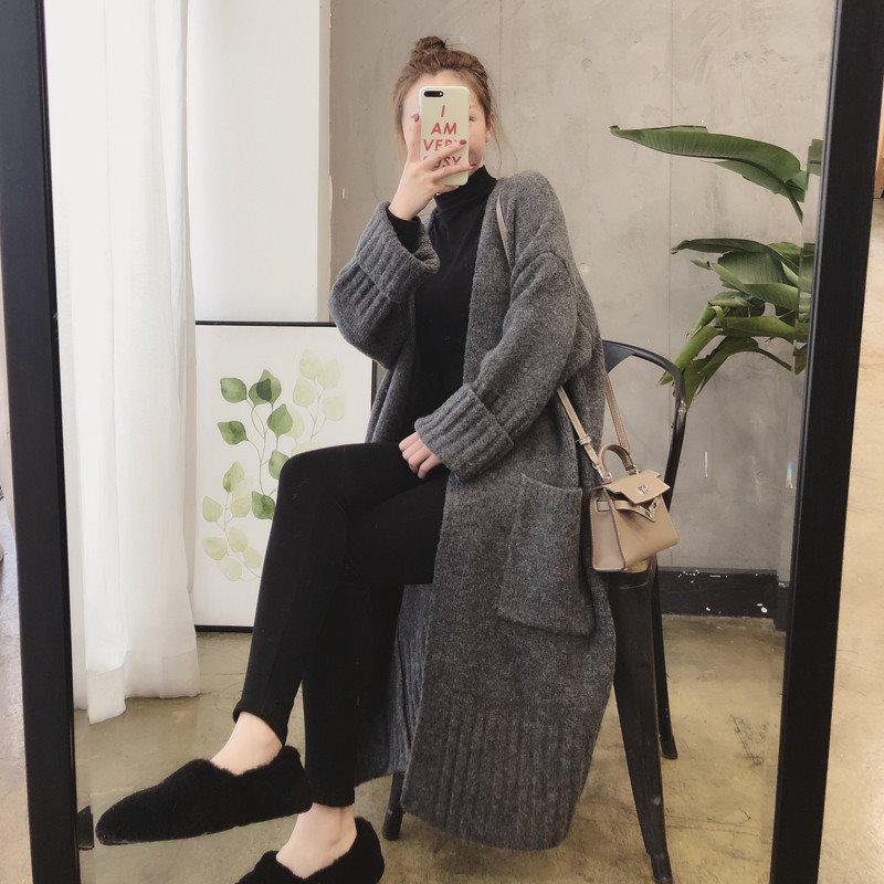 Sweater Cardigan Female Korean Spring Autumn Sweater Coat Women Loose Medium Length Versatile Knitted Cardigan