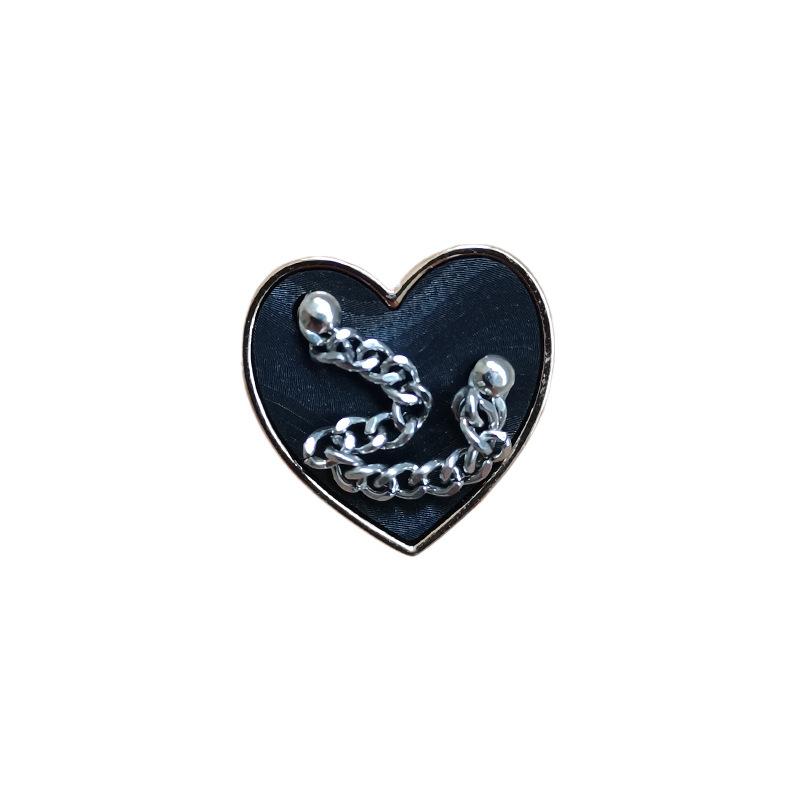5Pcs Xiaoxiang Celebrity Chain Love Button Black Metal Button Suit Jacket Leather Coat Decorative Button
