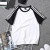 Women Short Sleeve T Shirt Print Couple Tees Students Plus Size Graphic Striped T-shirt