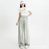 Straight-leg Tennis Soft Jeans for Women In Summer Thin High Waist Loose Slim Design Ice Silk Wide-leg Floating Pants
