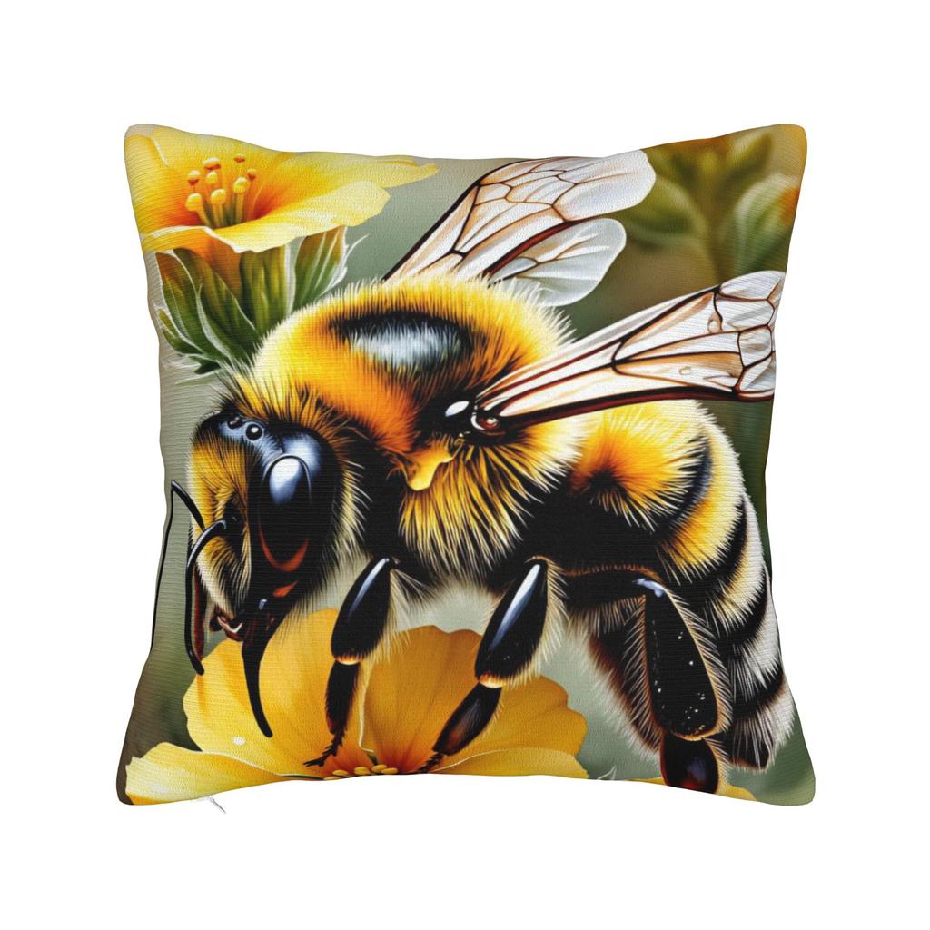 Pillow Case Bee And Flowers Soft Pillow Cover For Sofa Home Decor Morden Pillowcases