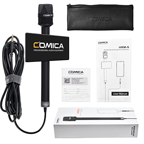 COMICA HRM-S Condenser Interview Microphone, External Microphone for Smartphones, All-Metal Unidirectional Handheld Reporter Microphone (3.5mm TRRS Co