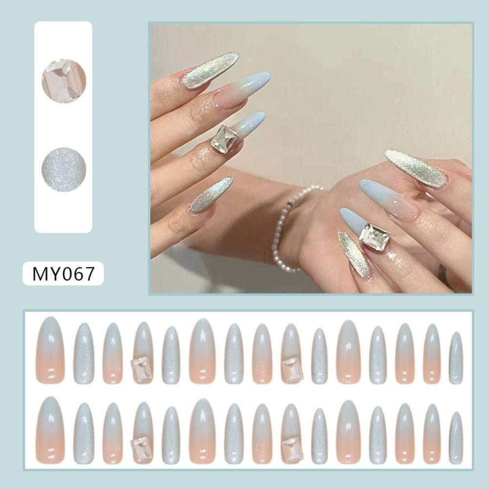 24pcs Long Stiletto and Ballerina Fake Nials Cat Eye Press on Nails Manicure False Nails DIY