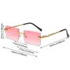 Trendy Rimless Snake-Shaped Metal Sunglasses Square Frame Frameless Street Shades Gradient Lens Sun Glasses For Women & Men