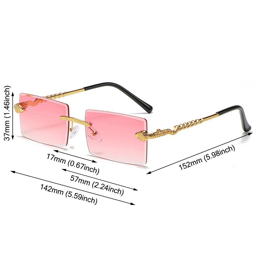 Trendy Rimless Snake-Shaped Metal Sunglasses Square Frame Frameless Street Shades Gradient Lens Sun Glasses For Women & Men
