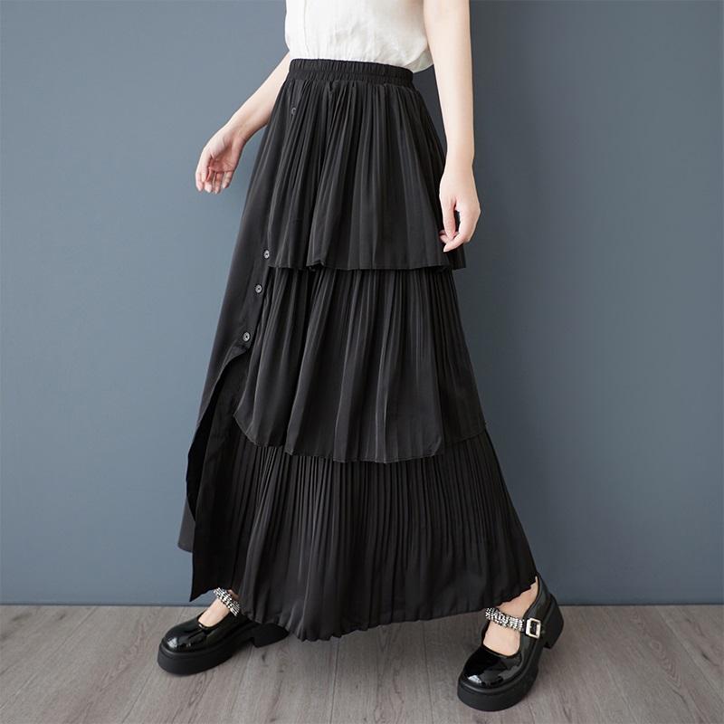 Black Plus Size High Waist Vintage Spring Summer Casual Loose Long for Woman Skirts Womens Skirt