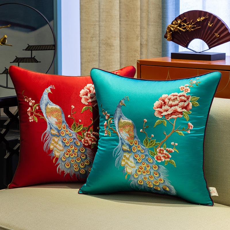 Elegant Chinese Embroidery Sofa & Bedside Pillow Cover
