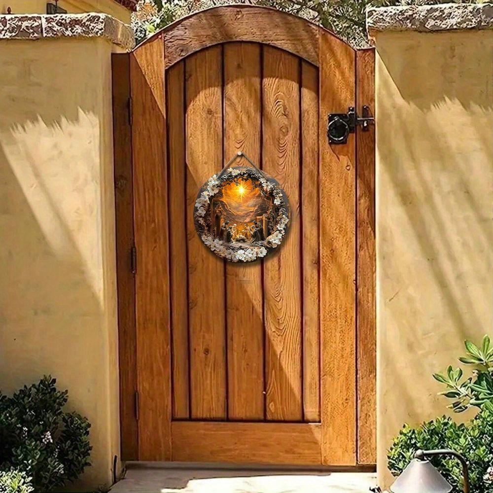 5 шт. Деревянный знак с изображением Иисуса Христа - плоский рельеф 2D, круглый настенный декор для входной двери, идеальное рождественское украшение