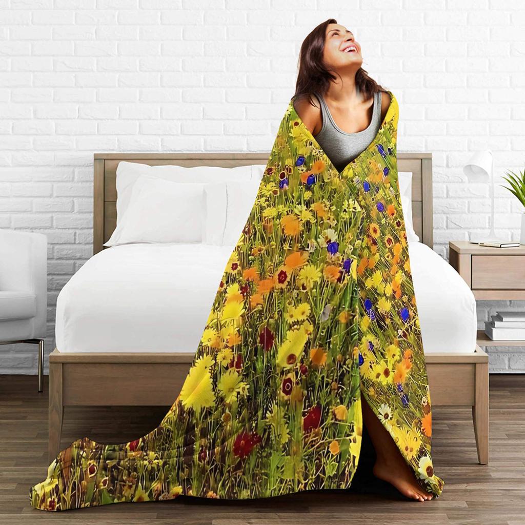 Flower Market Flannel Blanket Spring Warm Soft Throw Blanket for Boy Girl Couch Chair Street Trend Bedspread Sofa Bed Cover
