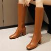Fashion Autumn Winter Women's High Boots Zipper Brown Knee High Boots Women Shoes Elegant Comfortable Long Shoes Ladies Large Size 48