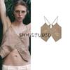 Spring and Summer New Women's Clothing Camisole V Neck Sleeveless Contrast Color Beaded Embroider Tops 4786001