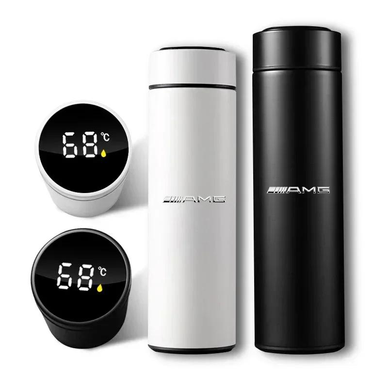 DJR5 New 2025 Hot AMG Badge Car Smart Thermos Bottle With Temperature Display Coffee Cup For Mercedes Benz New A/B/C/E/S Class W203 W