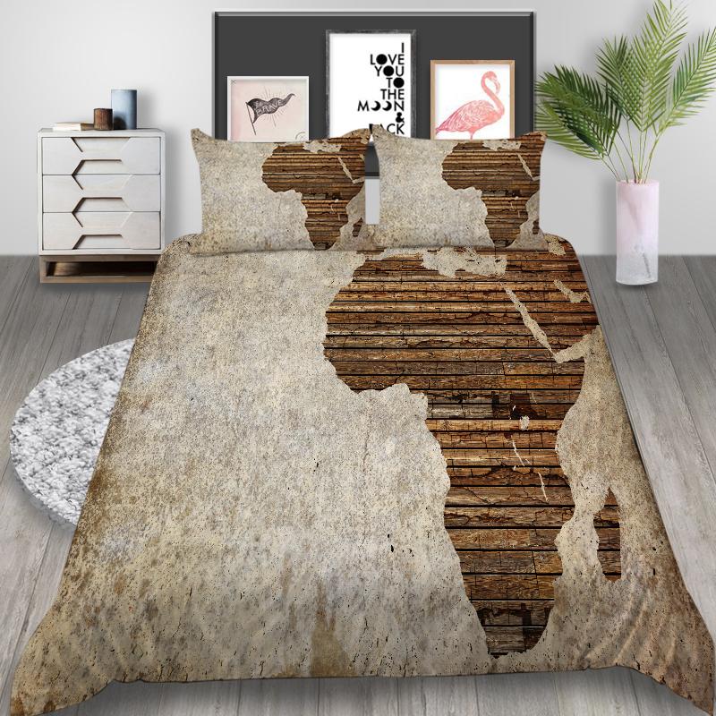 Новая мода с мультяшным принтом в виде карты, чехол для постельного белья, модный комплект чехлов, пододеяльник, домашний текстиль для мужчин и женщин, комплект постельного белья двойного размера