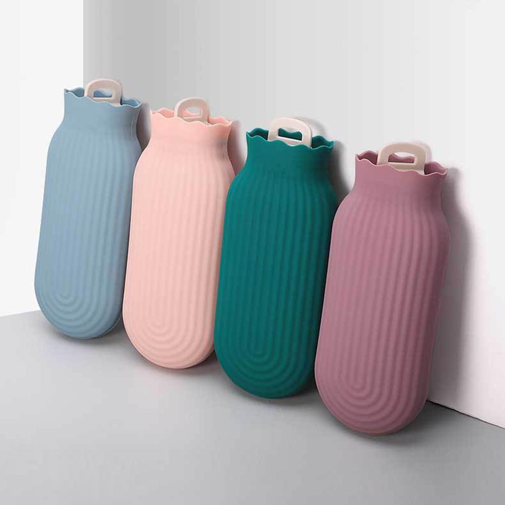 Microwave and Fridge Safe Silicone Hot Water Bag Leak Resistant with Comfortable Knitted Cover for Heat Therapy