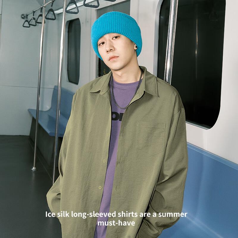 JEEP SPIRIT Men's Ice Silk Long Sleeve Casual Shirt